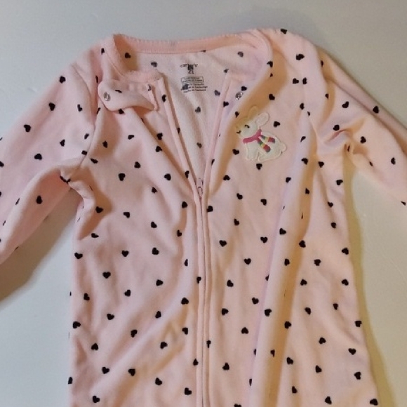 Carter's Bundle of 2 Onesies Pink Black Hearts Pink Blue Brown Yellow Hearts - Picture 4 of 10